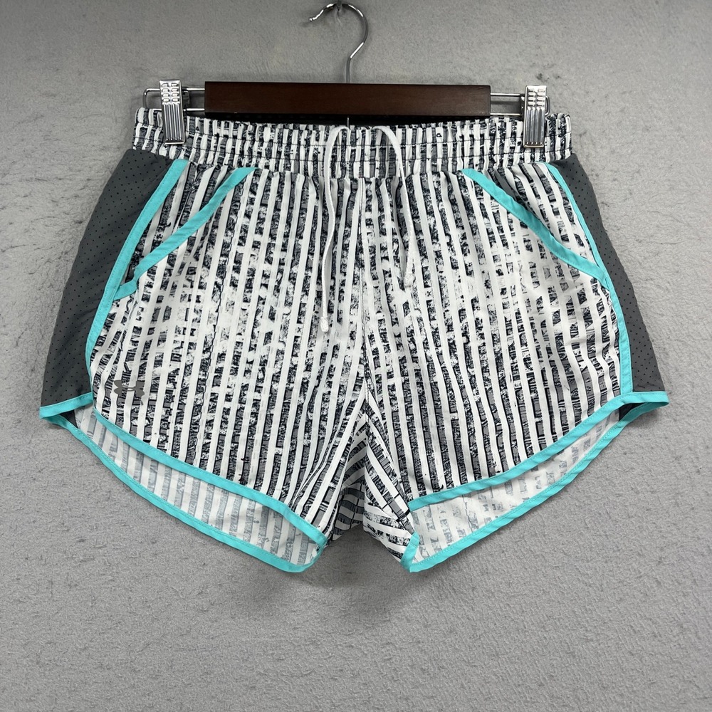 Under Armour Fly By Shorts Womens Small White Black Striped Running Athletic Gym
